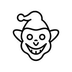 Fototapeta premium Cartoon Creepy Clown Icon One Line Art