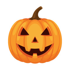 Smiling Jack-o'-Lantern Pumpkin with Carved Face