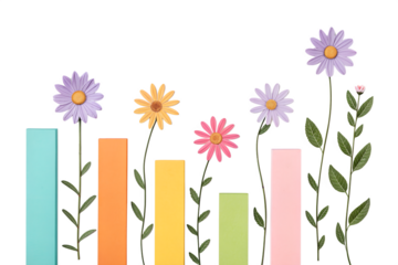Colorful Floral Bar Chart Art Design