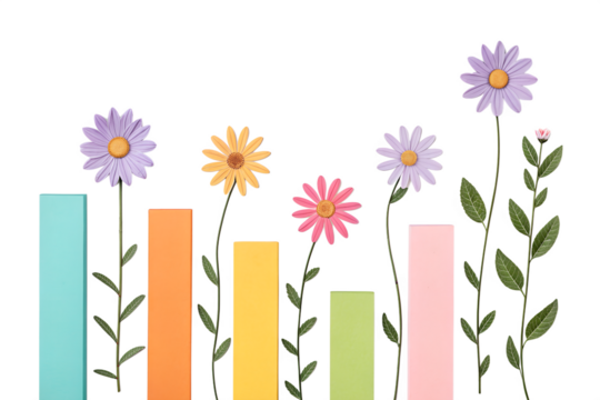 Colorful Floral Bar Chart Art Design