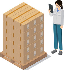 検品作業をする女性