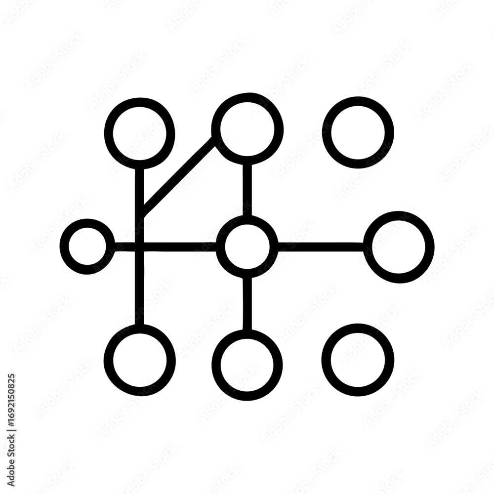 Fototapete graph nodes interconnected in a minimal line art style