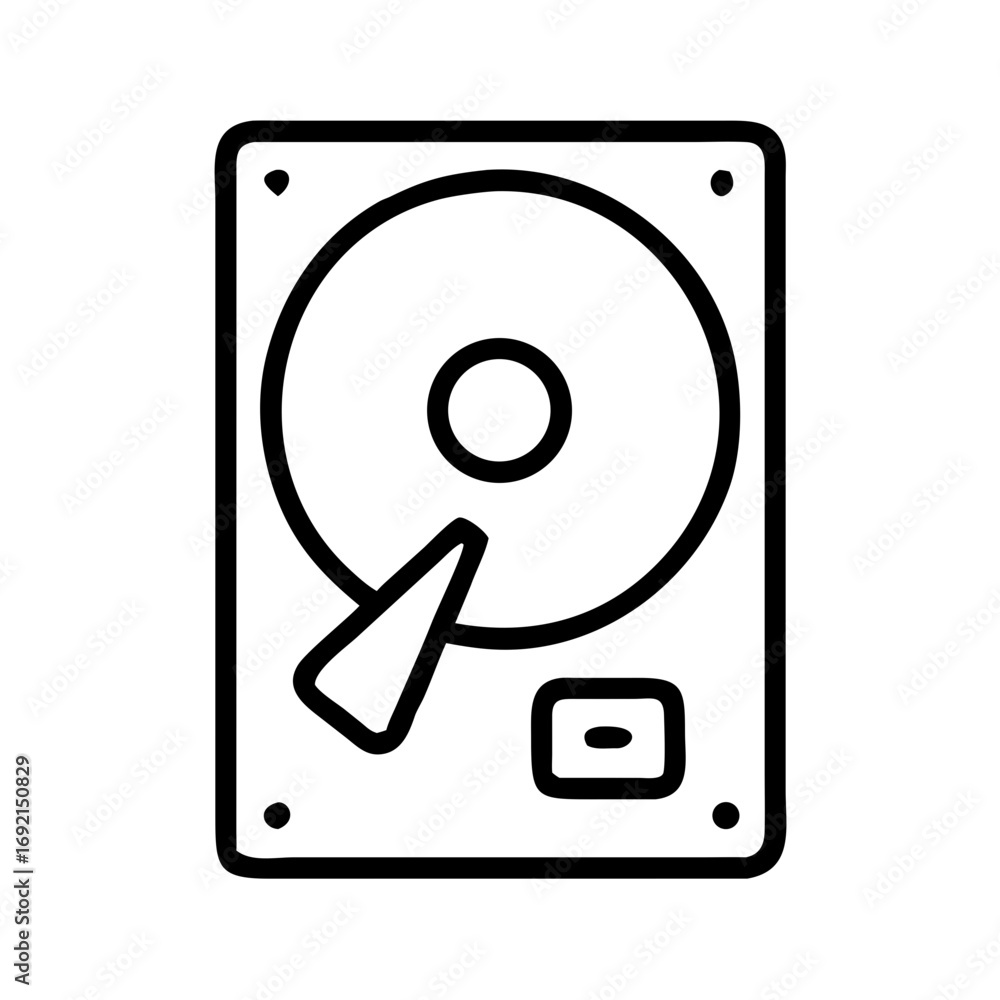 Fototapete hard drive icon in minimalistic style with simple lines