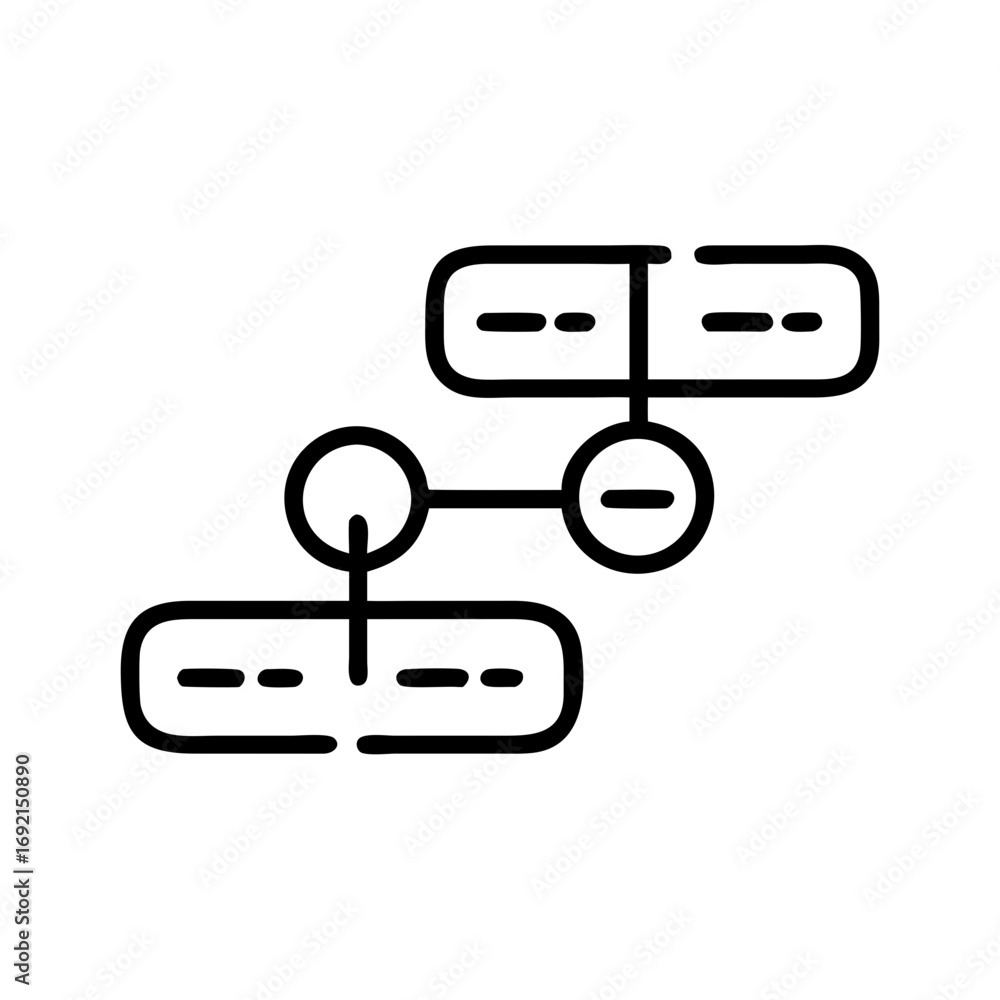 Aufkleber timeline graphic with interconnected elements in minimal design