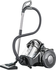 Vacuum cleaner, black color, transparent background
