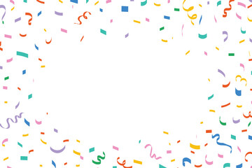 Flat Colorful Confetti Background. Celebration Frame for Party Invitation, Greeting Card, Holiday Event or Poster Design