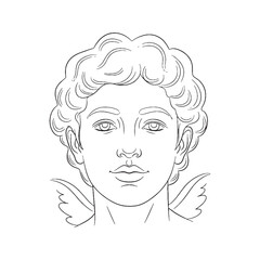 Stylized Eros Lineart – Eros Vector Illustration with Refined Ancient Love God Theme – Eros Drawing – Line Art Drawing of Eros – Eros Icon