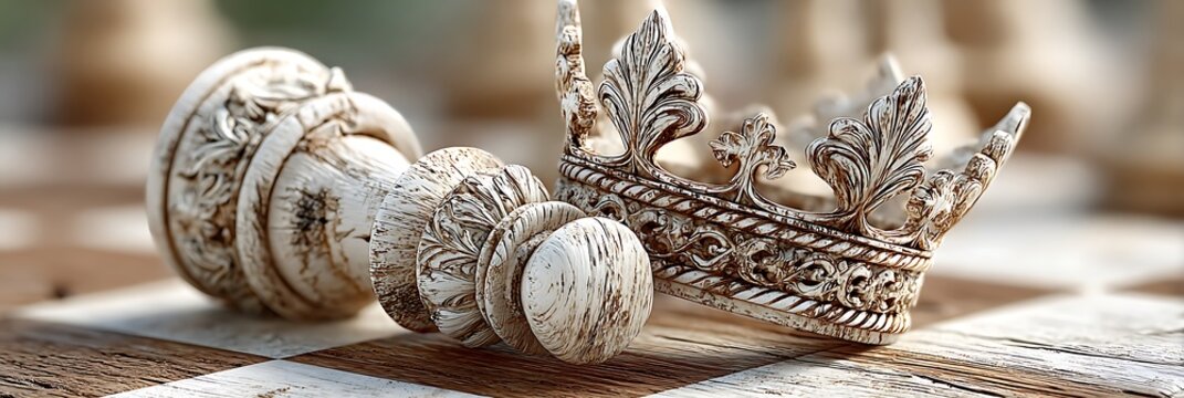 Fallen chess piece on white felt portraying defeat and vulnerability in ivory tones