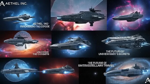 Futuristic spacecraft designs showcasing interstellar travel concepts in a cosmic background
