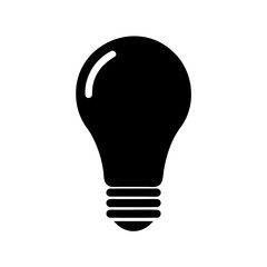 Obraz premium Black and white lightbulb icon, simple flat vector design, energy concept