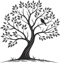Obraz premium Tree Vector Illustration, Green Leafy Tree Design, Flat Nature Tree Icon, Botanical Tree Graphic