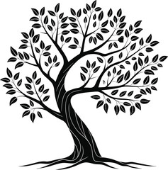 Obraz premium Tree Vector Illustration, Green Leafy Tree Design, Flat Nature Tree Icon, Botanical Tree Graphic