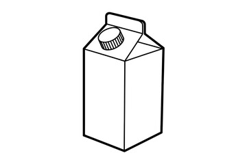 Simple line art concept of a milk carton, a minimalist black and white vector illustration for packaging design