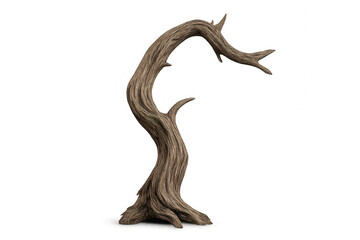 Fototapeta premium Gnarled dead tree with transparent background reaching upwards, creating a spooky and desolate atmosphere