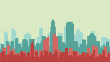 Obraz premium Cityscape silhouette with buildings skyline and urban architecture