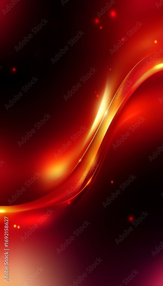 Poster vibrant red waves flowing across a modern abstract background with shimmering gradient textures