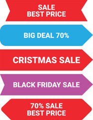 A vibrant vector illustration of colorful sale labels and tags with directional arrows, signifying a successful marketing strategy
