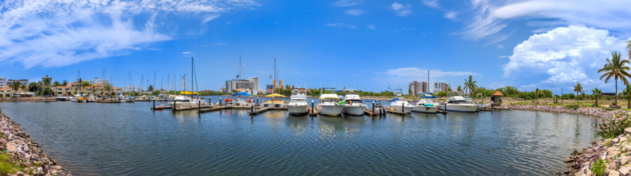 Panoramic view of Mazatlan Marina and yacht club