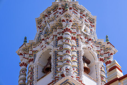 Colorful architecture of Francisco Acatepec church