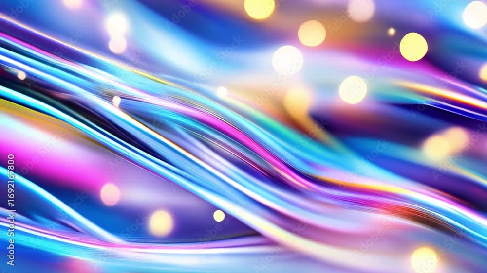 Aufkleber vibrant abstract waves with colorful light bokeh and dynamic flowing lines