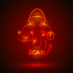 Phishing Email Scam Fraud Vector with Spam Internet Scammer Online Cyber Security