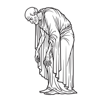 Wisdom Geras Lineart &ndash; Geras Vector Illustration with Mythical Symbol of Time &ndash; Geras Drawing &ndash; Line Art Drawing of Geras &ndash; Geras Icon
