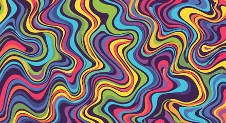 Fototapeta premium Vibrant Psychedelic Wavy Lines Abstract Background.