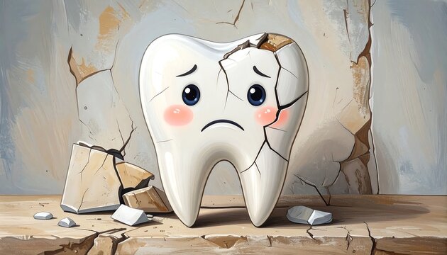 Sad tooth with a crack