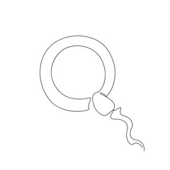 One continuous single drawing line art flat doodle sperm, science, biology, ovulation, human egg, fertility, microscopic, molecular. Isolated image hand draw contour on a white background, hand drawn,