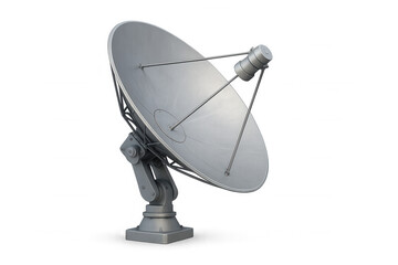Large satellite dish capturing signals with transparent background, ideal for telecommunications, broadcasting, and space exploration projects