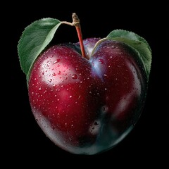 Fresh red apple with droplets on a black background showcasing natural beauty and freshness