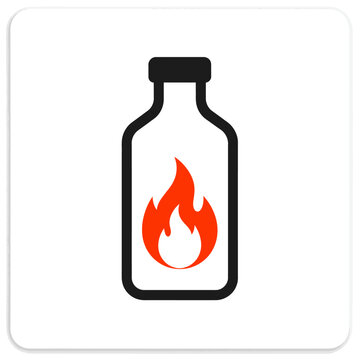 Flammable Liquid in Glass Bottle Icon.