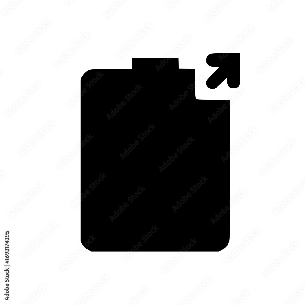 Poster clipboard and arrow icon vector representing upload, outbound direction, or task escalation