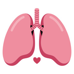 Human Lungs with Heart Icon Medical Anatomy and Healthcare Vector Illustration
