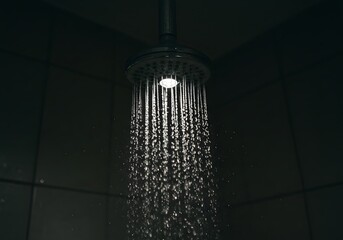 Relaxing shower with gentle stream offering soothing relief after a long stressful day