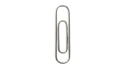 Silver paperclip gleams against black. Simple, modern, clean office supply for presentations or stationary design.