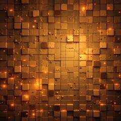 The image features a dynamic arrangement of small, illuminated cubes arranged in a grid pattern
