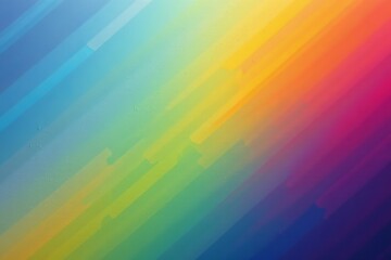 The image features a vibrant, abstract background composed of diagonal streaks in a gradient of rainbow colors