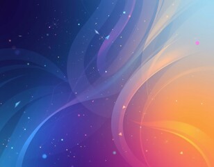 The image features an abstract, vibrant background composed of swirling, flowing lines and gradients