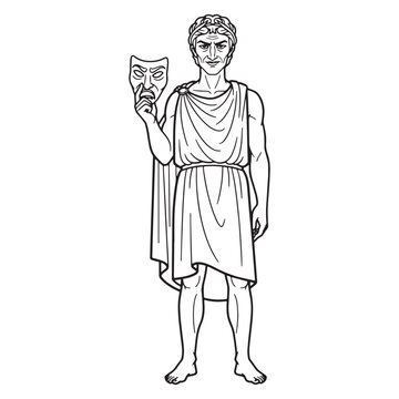Ethereal Momus Lineart &ndash; Momus Vector Illustration with Elegant Divine Satire Theme &ndash; Momus Drawing &ndash; Line Art Drawing of Momus &ndash; Momus Icon