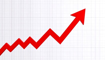 Red upward trend graph on a grid background