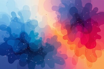 The image features an abstract, colorful background with two prominent cloud like shapes blending into each other