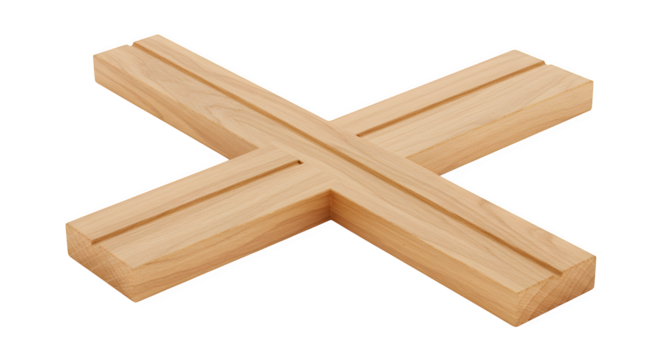 Brown wood texture forms a geometric cross pattern. Useful for product photography, branding, minimalist posters.