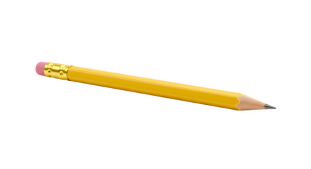 Yellow Pencil casts subtle shadows against black. Perfect for school supplies, office supplies, education, and creative projects.