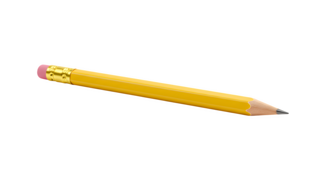 Yellow Pencil casts subtle shadows against black. Perfect for school supplies, office supplies, education, and creative projects.