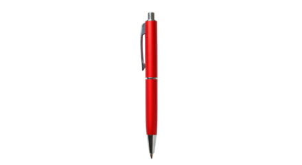 Red pen with metallic accents stands against a black backdrop for product photography, ads, and branding.