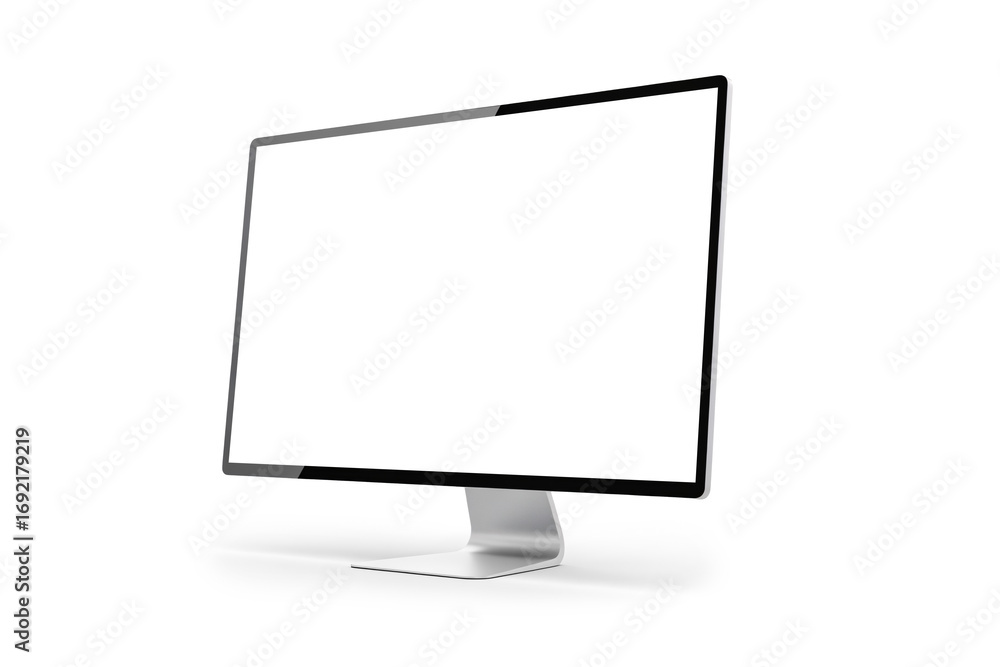 Poster 3d rendering of desktop computer monitor mockups isolated on white background