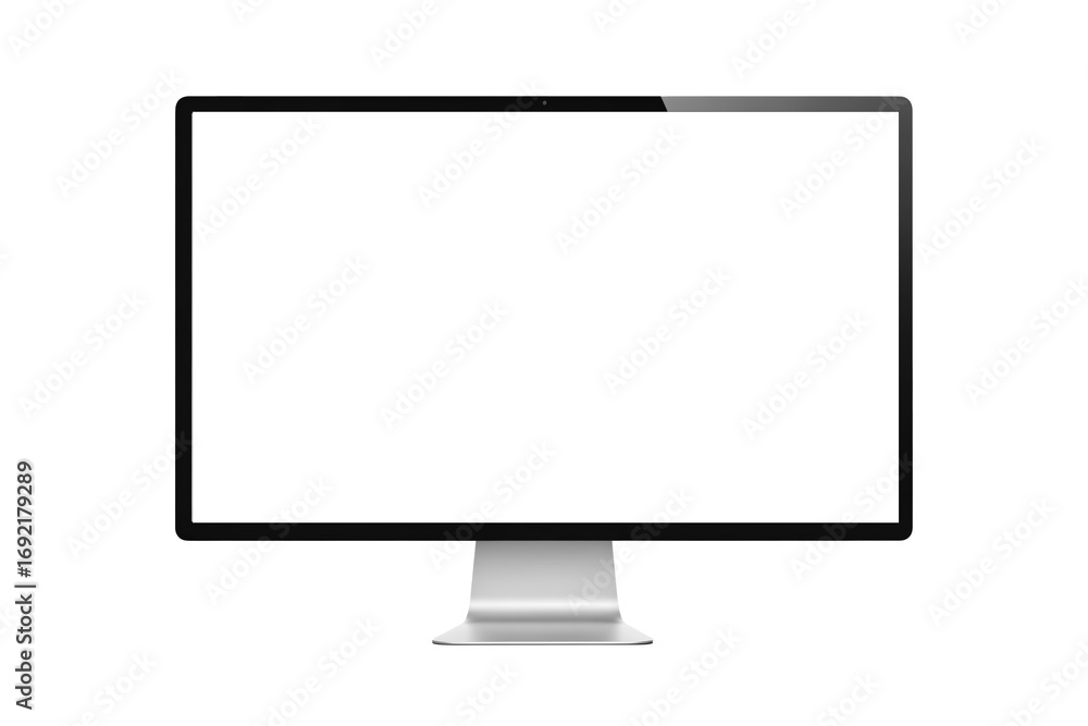 Poster 3d rendering of desktop computer monitor mockups isolated on white background
