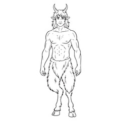 Pastoral Pan Lineart – Pan Vector Illustration with Rustic Music Symbolism – Pan Drawing – Line Art Drawing of Pan – Pan Icon