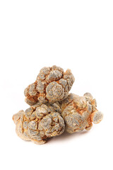 Dried Panax Notoginseng Pseudoginseng Roots Traditional Chinese Medicinal Herb on White Background